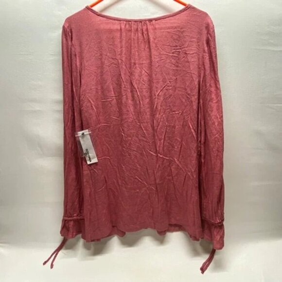 Sonoma Women's Blouse XL Long Sleeve V-Neck Pheasant Style Mauve Ruffle Cuff NWT - Picture 2 of 12